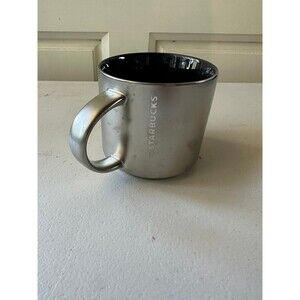 Starbucks 2014 Gunmetal Embossed Iridescent Matte Metallic Coffee Mug Cup 14oz